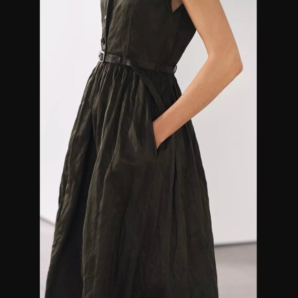 ZARA NWT WOMAN SS24 BELTED SHIRTDRESS- ZW COLLECTION KHAKI - Picture 3 of 6